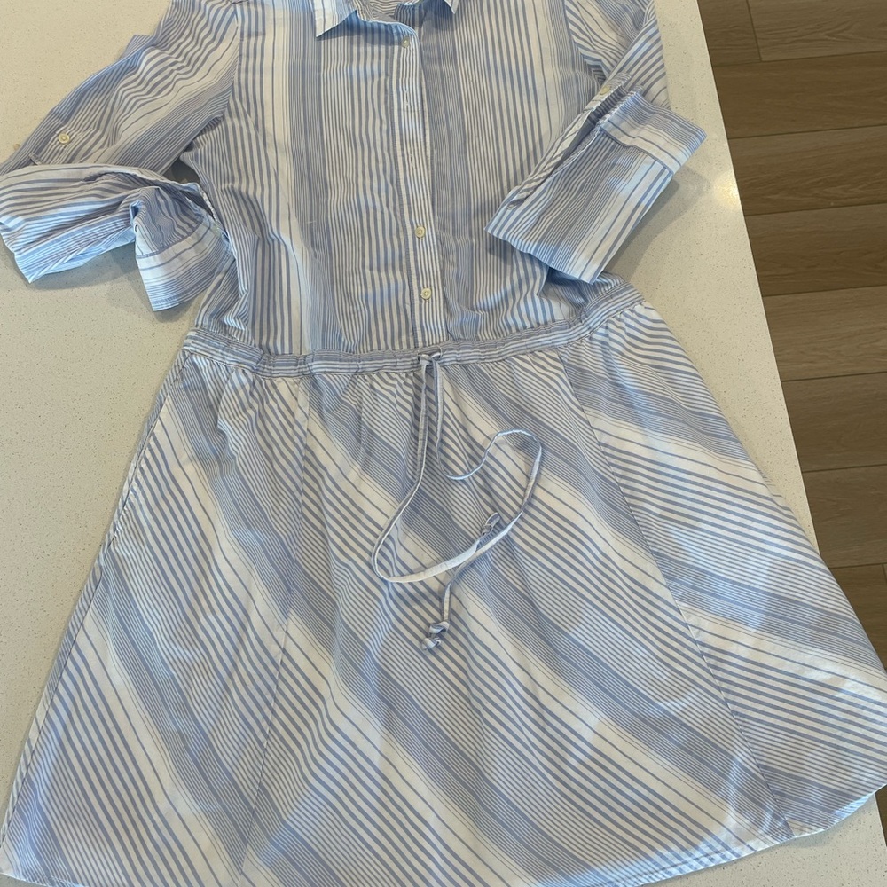 Gap- Striped Blue and white ladies soft cotton Dress. Lined .